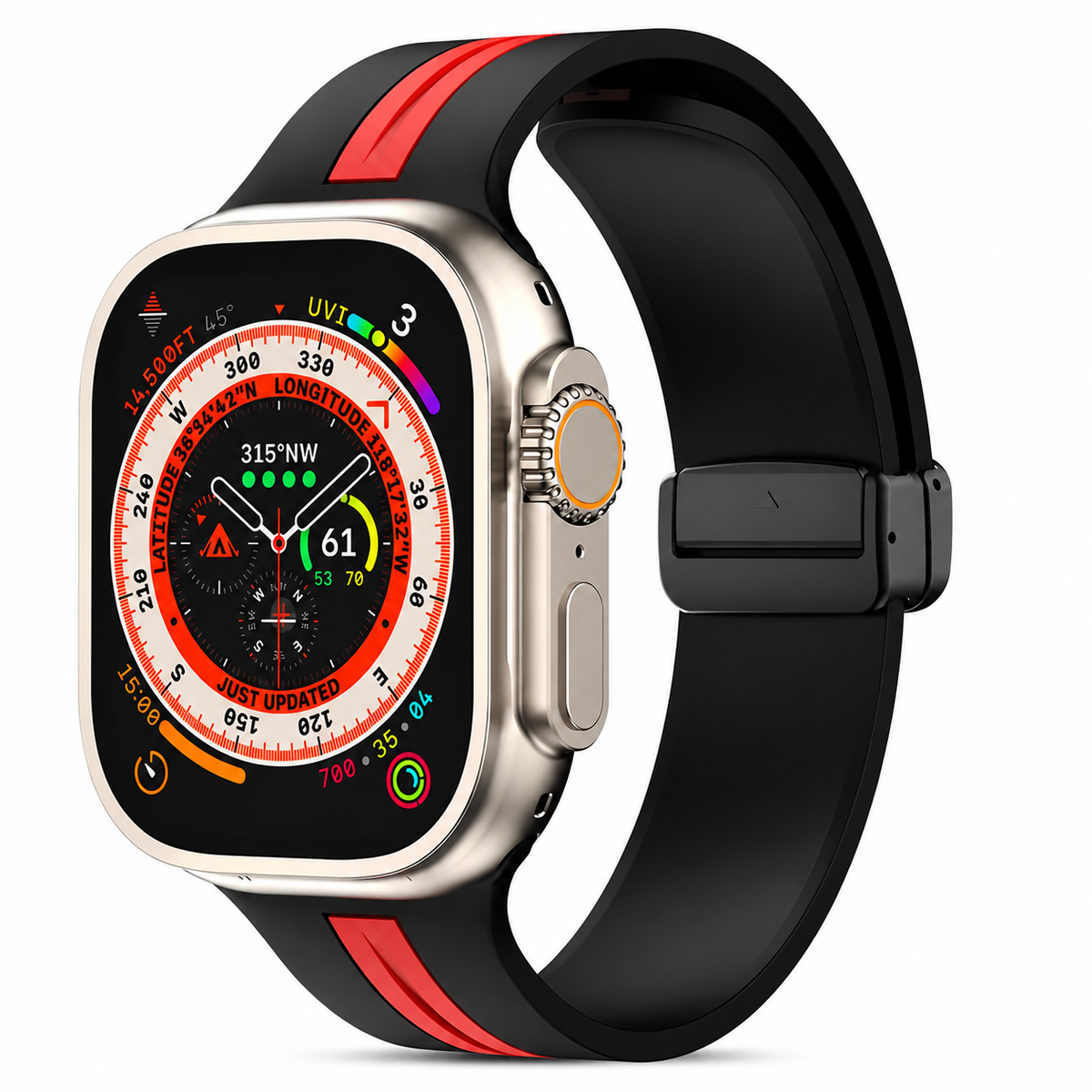 Premium Magnetic Silicone Smartwatch Strap Breathable Replacement Watch Band Adjustable Snap Closure Sweat Resistant Lightweight Sport Wristband Apple Watch