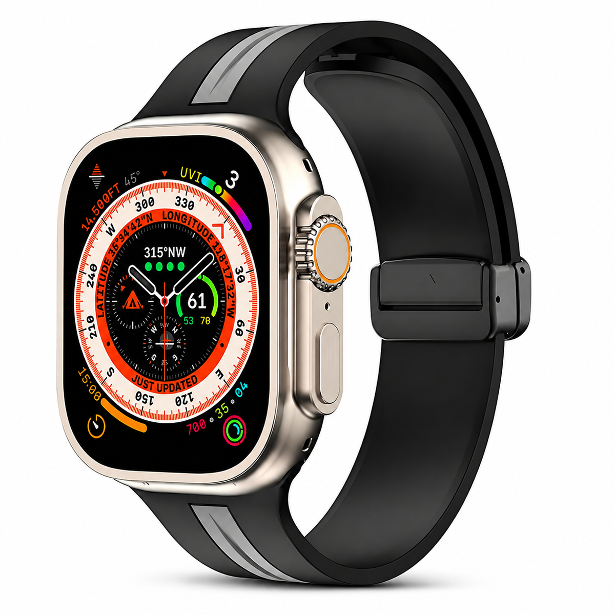 Premium Magnetic Silicone Smartwatch Strap Breathable Replacement Watch Band Adjustable Snap Closure Sweat Resistant Lightweight Sport Wristband Apple Watch