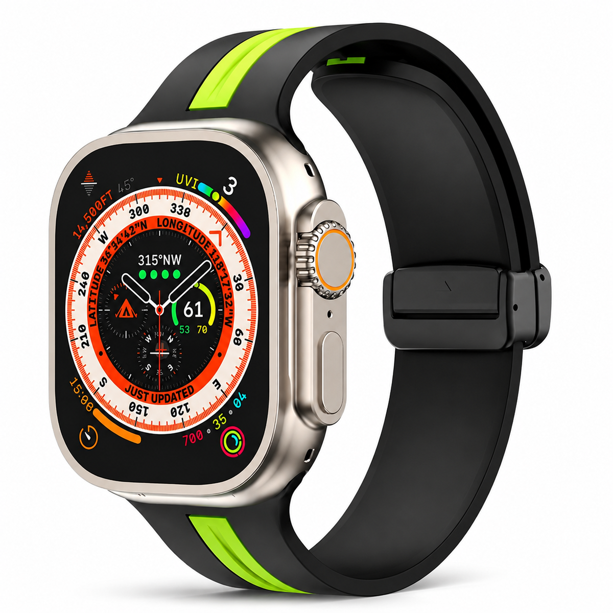 Premium Magnetic Silicone Smartwatch Strap Breathable Replacement Watch Band Adjustable Snap Closure Sweat Resistant Lightweight Sport Wristband Apple Watch