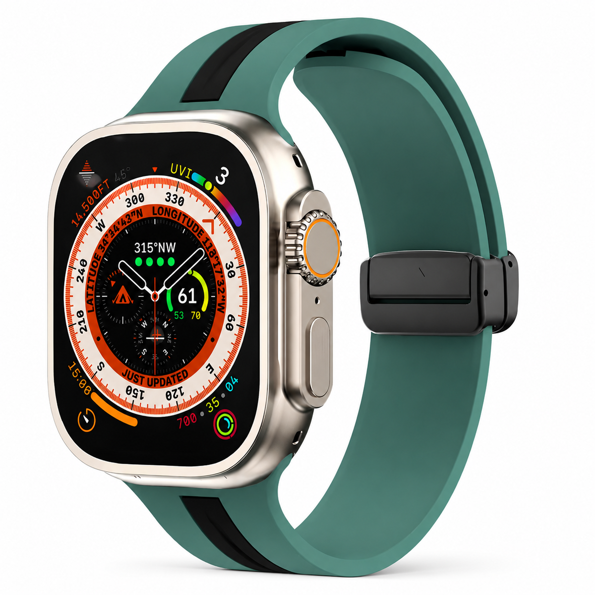 Premium Magnetic Silicone Smartwatch Strap Breathable Replacement Watch Band Adjustable Snap Closure Sweat Resistant Lightweight Sport Wristband Apple Watch
