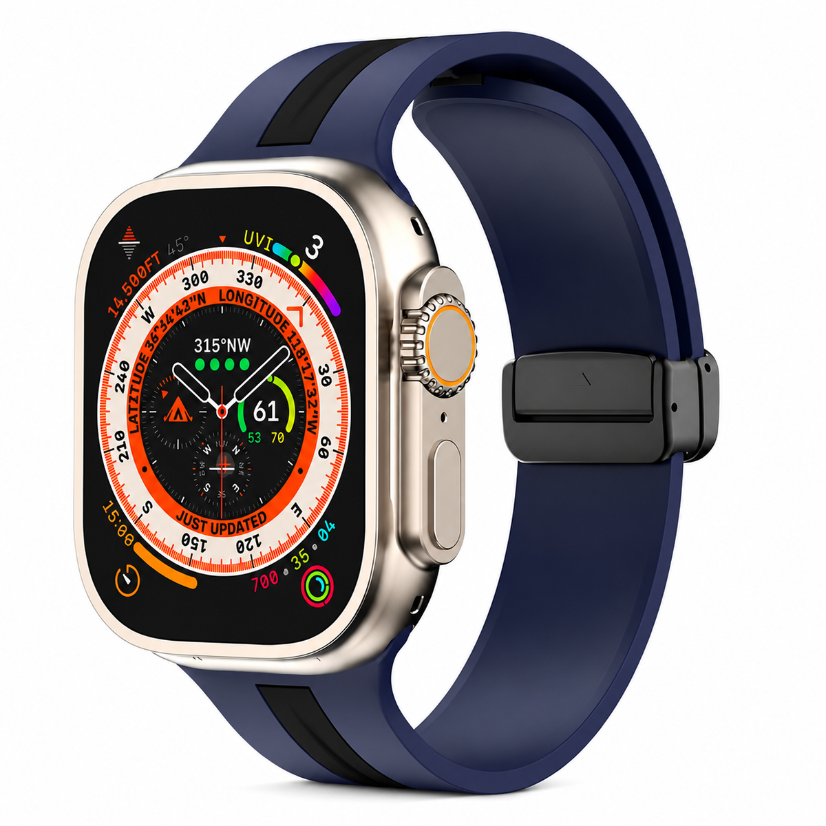 Premium Magnetic Silicone Smartwatch Strap Breathable Replacement Watch Band Adjustable Snap Closure Sweat Resistant Lightweight Sport Wristband Apple Watch