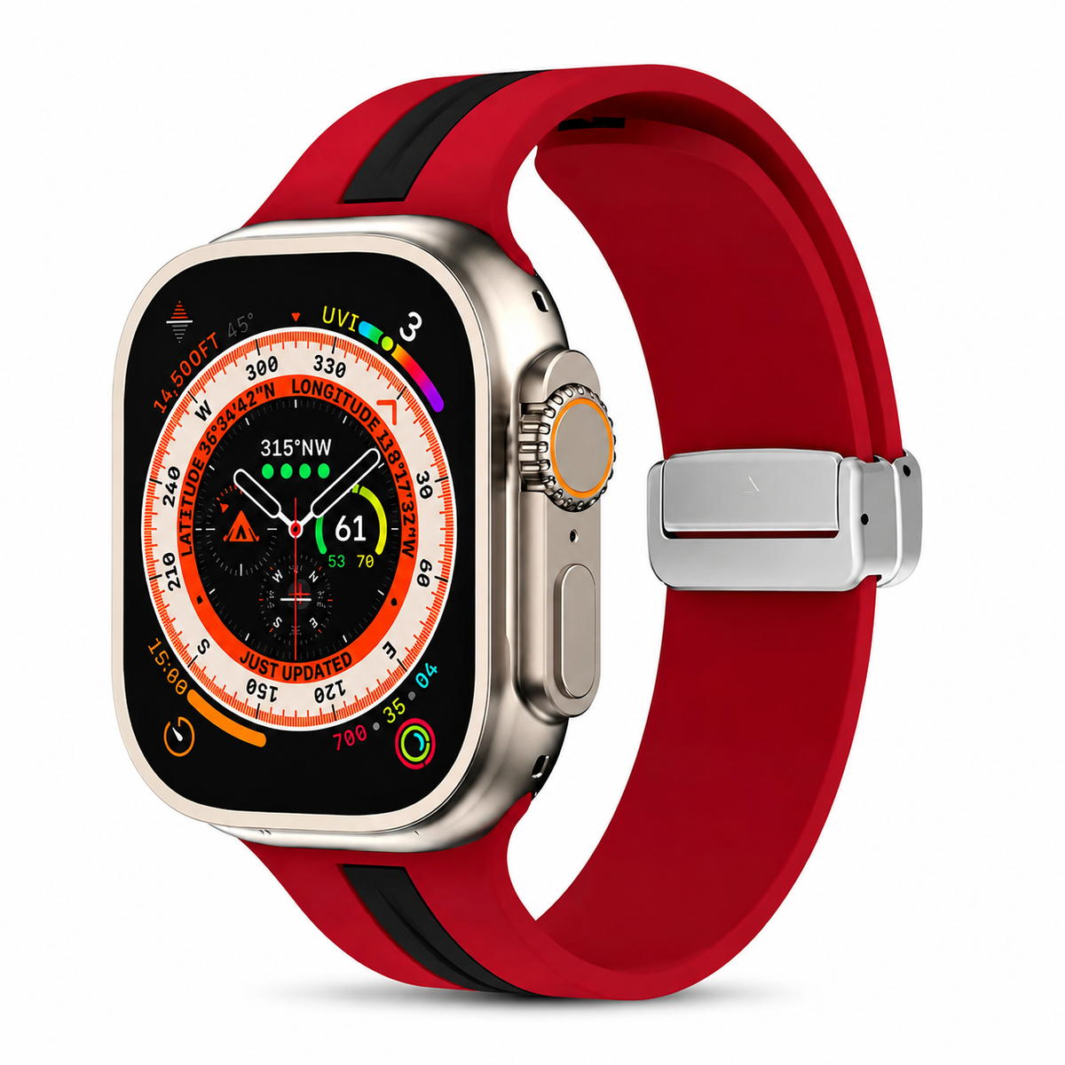 Premium Magnetic Silicone Smartwatch Strap Breathable Replacement Watch Band Adjustable Snap Closure Sweat Resistant Lightweight Sport Wristband Apple Watch