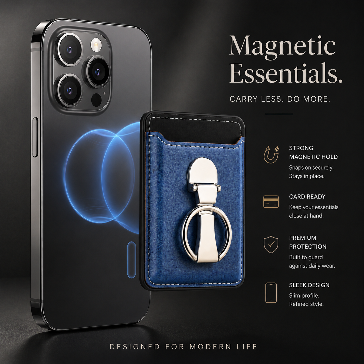 Premium Magnetic Wallet Case MagSafe Card Holder Multiple Card Slots Foldable Ring Holder Kickstand Strong Magnetic Attachment PU Leather Slim iPhone Compatible
