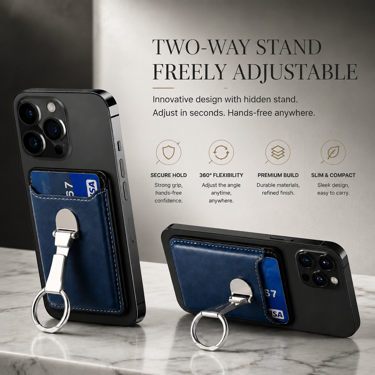Premium Magnetic Wallet Case MagSafe Card Holder Multiple Card Slots Foldable Ring Holder Kickstand Strong Magnetic Attachment PU Leather Slim iPhone Compatible