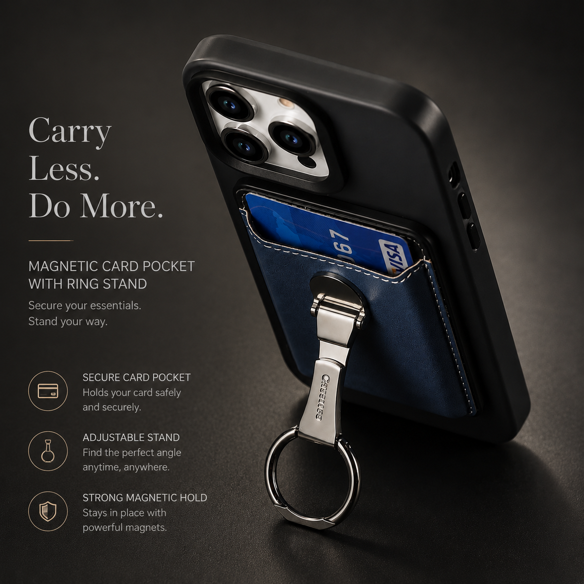 Premium Magnetic Wallet Case MagSafe Card Holder Multiple Card Slots Foldable Ring Holder Kickstand Strong Magnetic Attachment PU Leather Slim iPhone Compatible