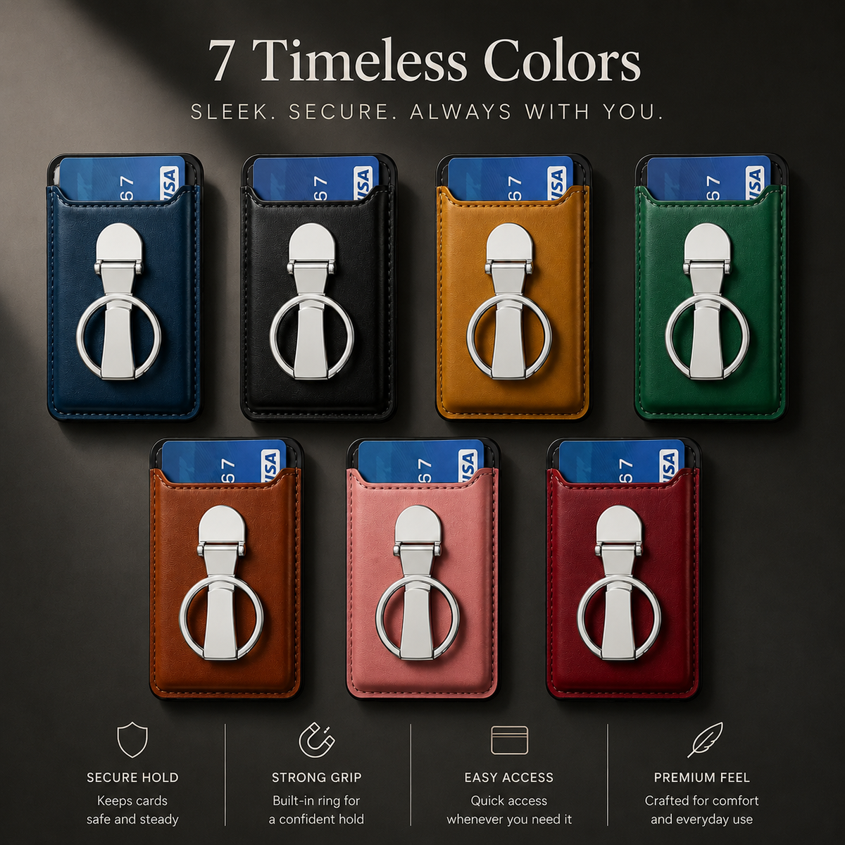 Premium Magnetic Wallet Case MagSafe Card Holder Multiple Card Slots Foldable Ring Holder Kickstand Strong Magnetic Attachment PU Leather Slim iPhone Compatible