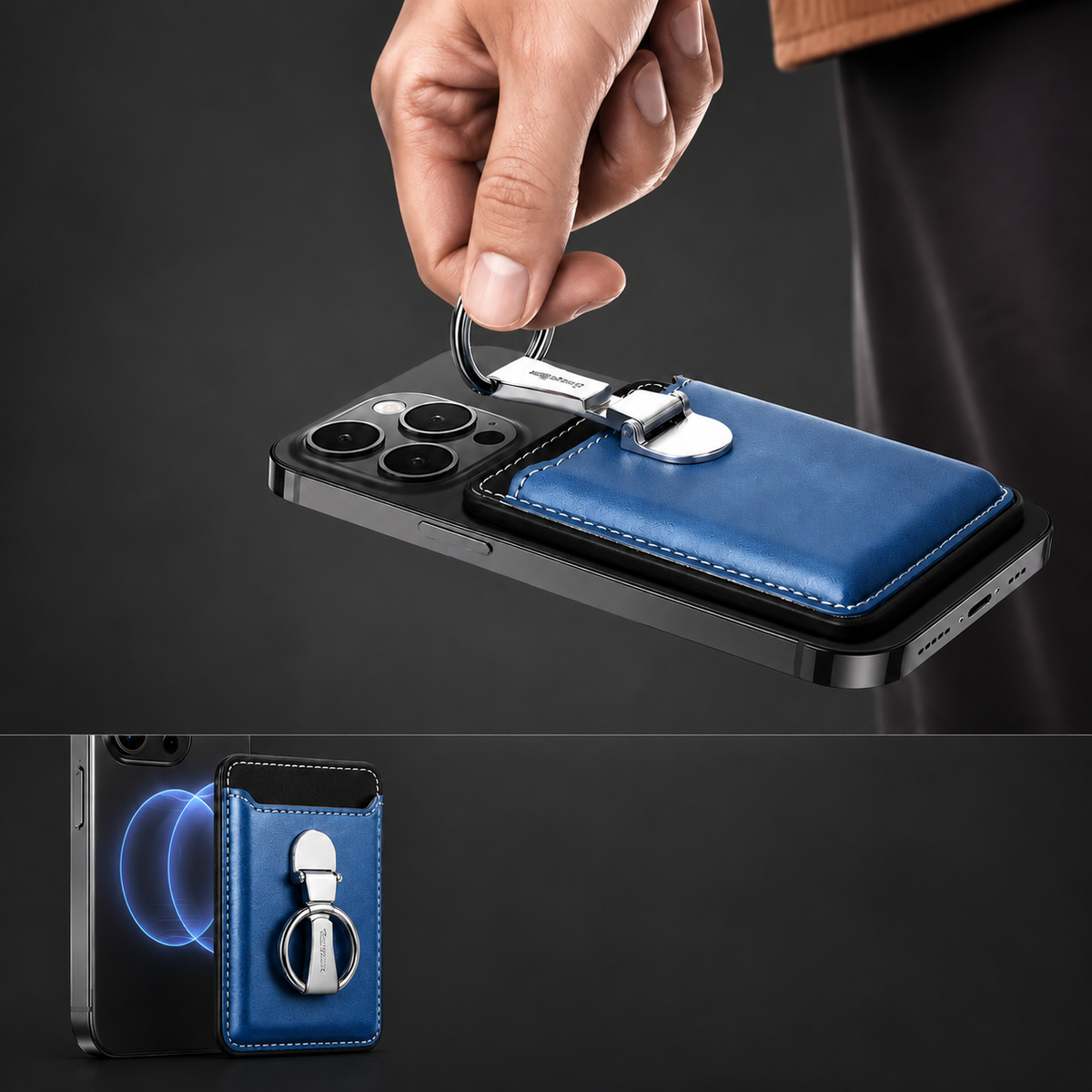 Premium Magnetic Wallet Case MagSafe Card Holder Multiple Card Slots Foldable Ring Holder Kickstand Strong Magnetic Attachment PU Leather Slim iPhone Compatible