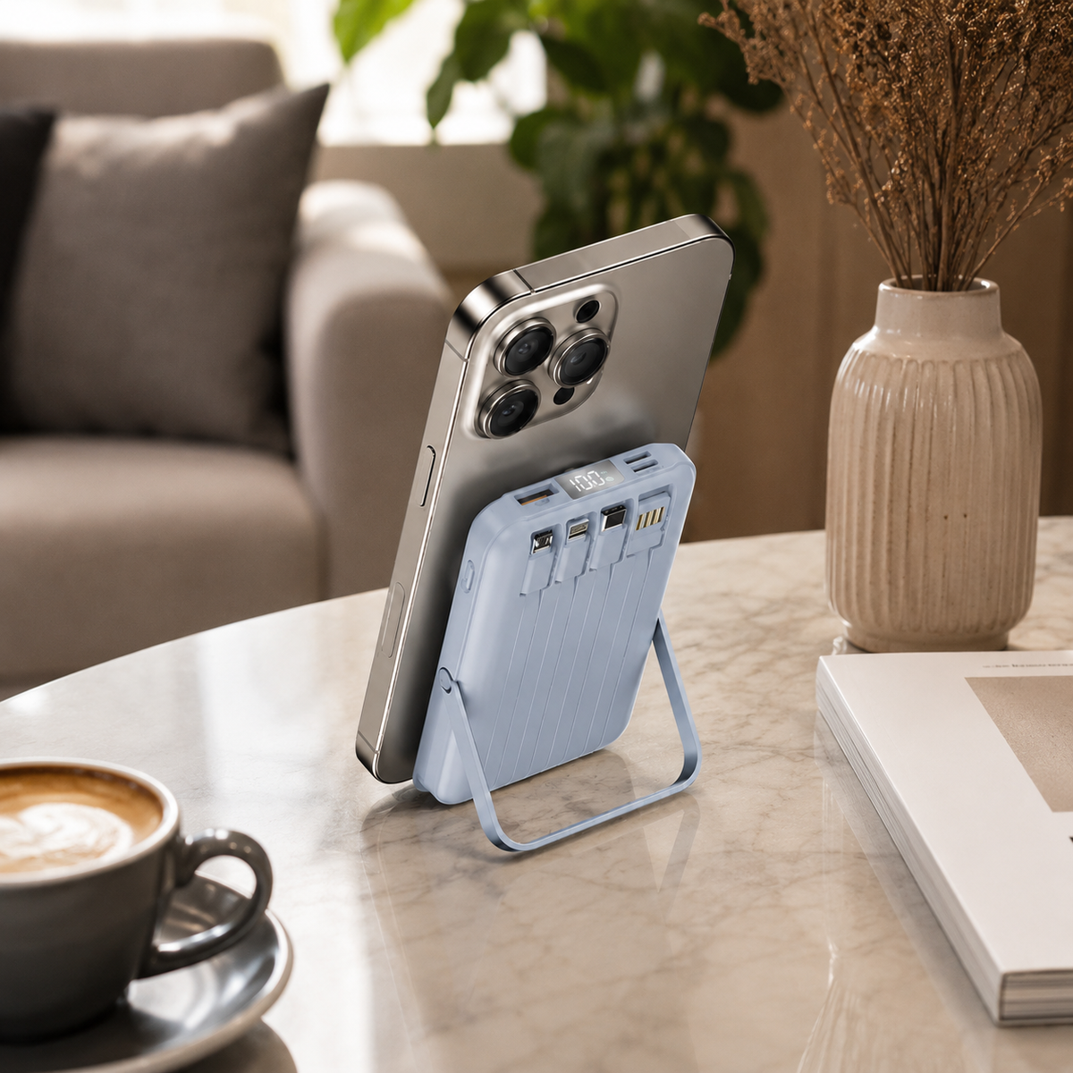 Premium Magnetic Wireless Power Bank 10,000mAh 22.5W Fast Charging Portable Battery Built-In Cable Wireless Charger Stand PD Compatible with iPhone