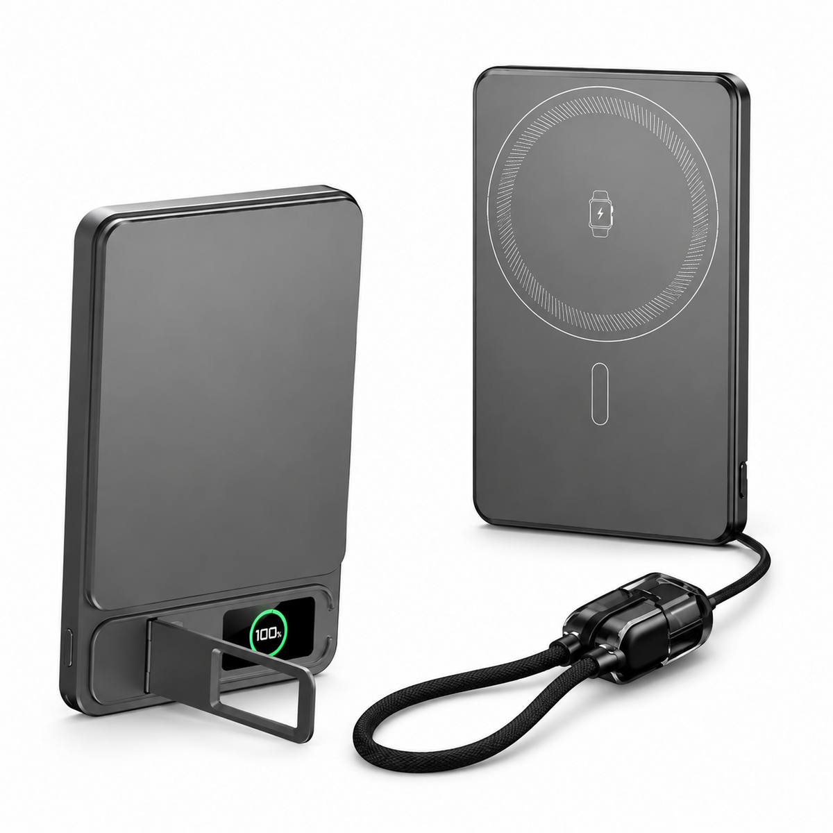 Premium Magnetic Wireless Power Bank 10000mAh Portable Charger 20W Fast Charging USB Type C Magnetic Battery Pack Digital Display Phone Stand iPhone