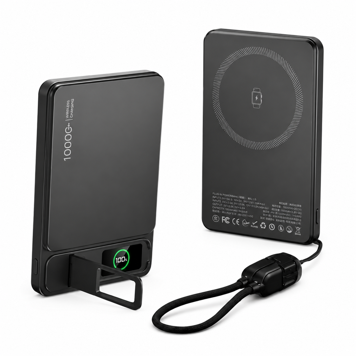 Premium Magnetic Wireless Power Bank Fast Charging Portable Battery Digital Display Metal Shell USB-C Wireless Charger Two-Way Charging Compatible with iPhone