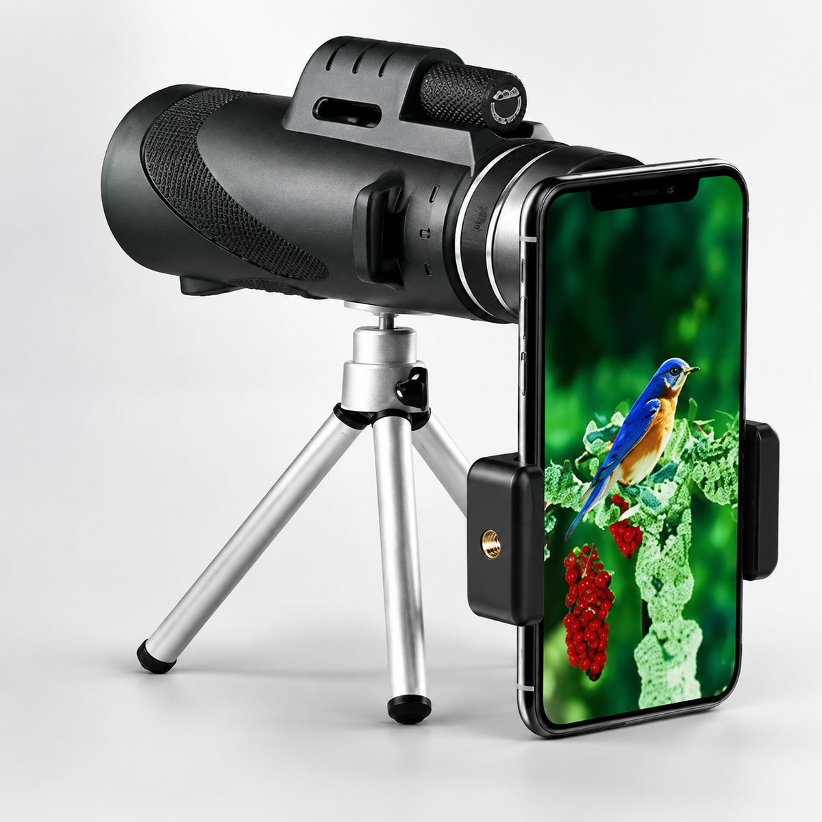 Premium Portable Zoom HD Monocular Telescope Long Range High Power Scope FMC BAK4 Optics Phone Adapter Tripod Water Resistant Outdoor Travel iPhone