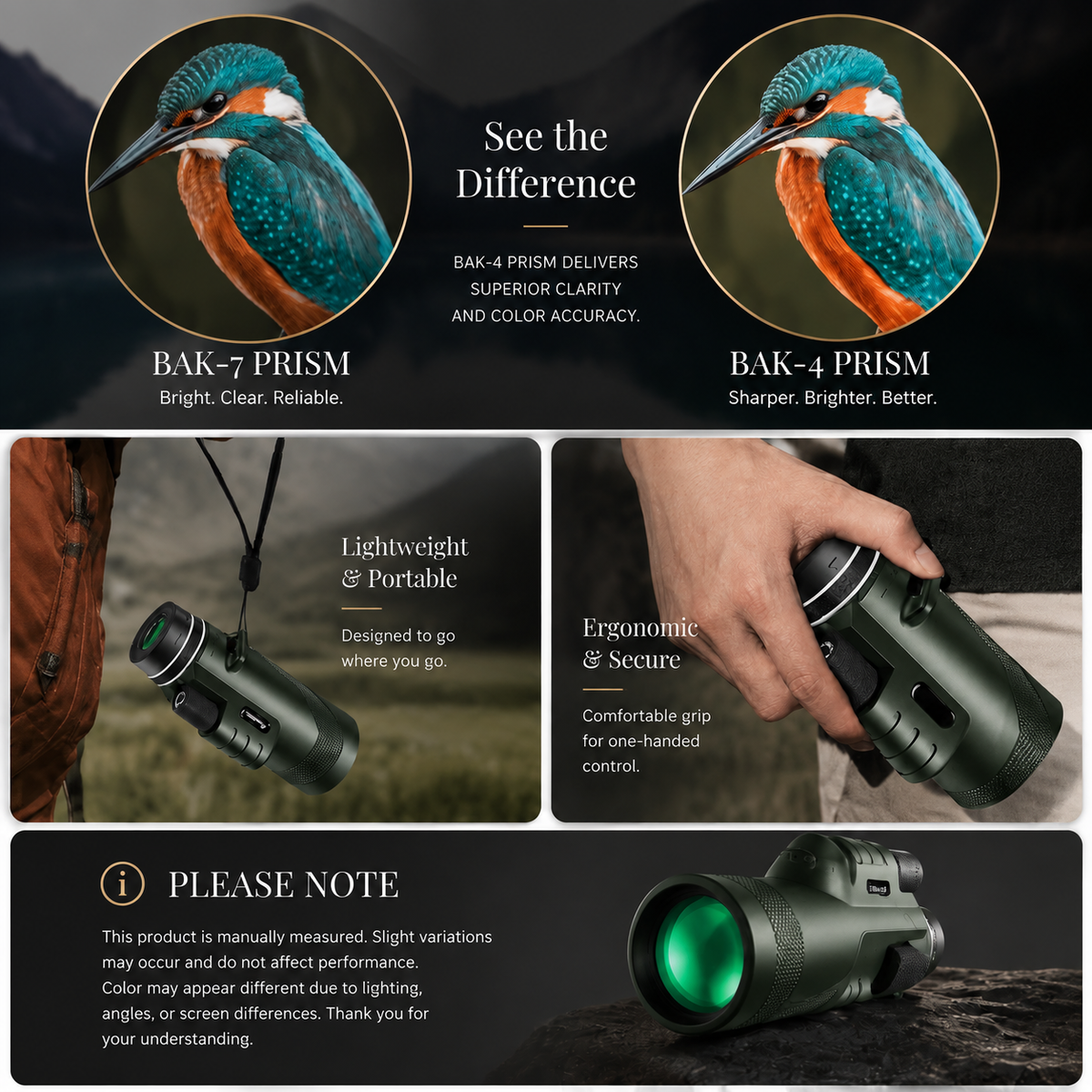 Premium Portable Zoom HD Monocular Telescope Long Range High Power Scope FMC BAK4 Optics Phone Adapter Tripod Water Resistant Outdoor Travel iPhone