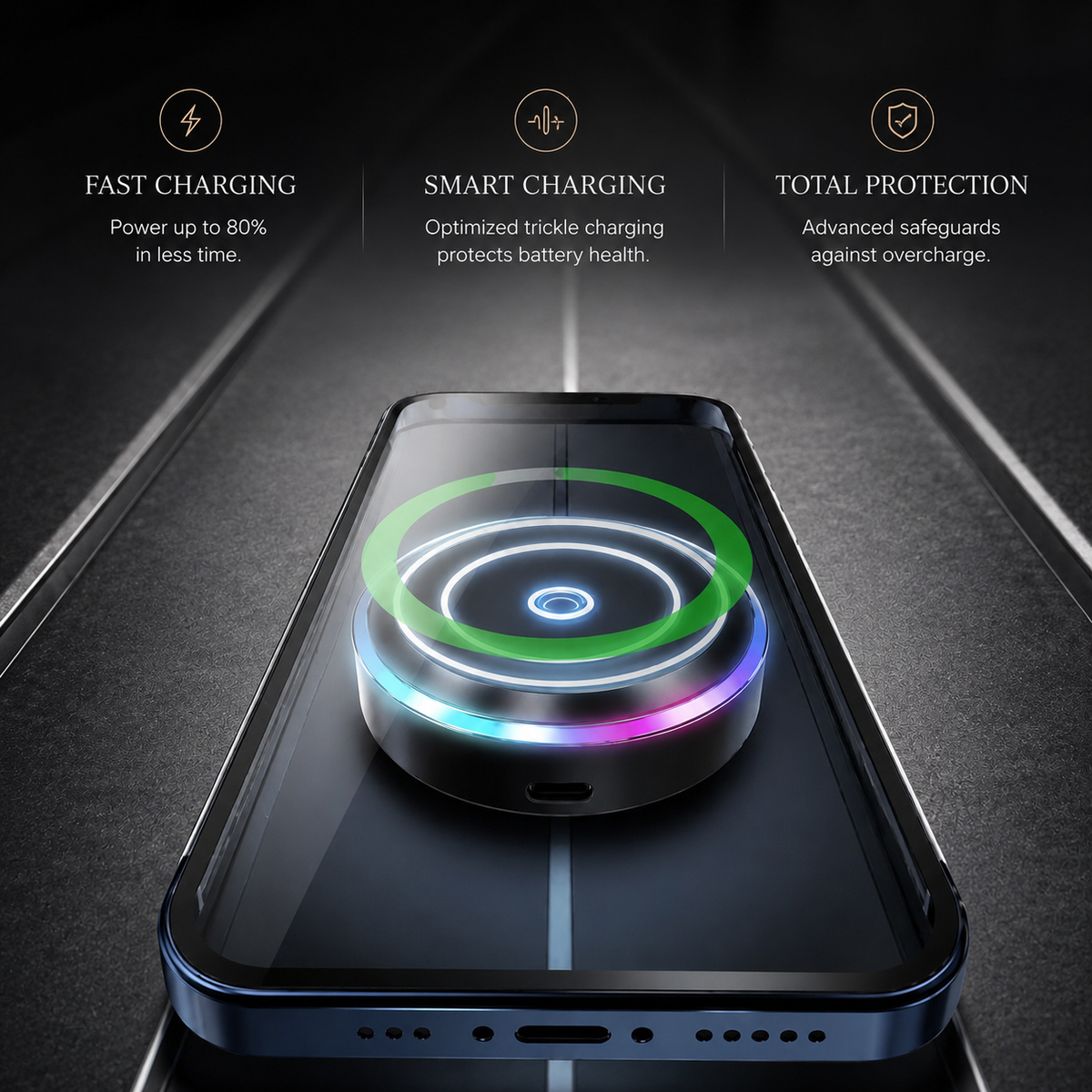 Premium RGB Magnetic Wireless Car Phone Holder 15W Qi Fast Charging Car Mount 360° Rotating Dashboard Air Vent Mount Phone Stand iPhone
