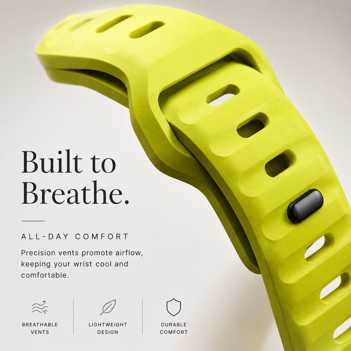 Premium Silicone Sport Watch Band Soft Waterproof Adjustable Replacement Strap Breathable Lightweight Smartwatch Wristband Quick Release Secure Fit