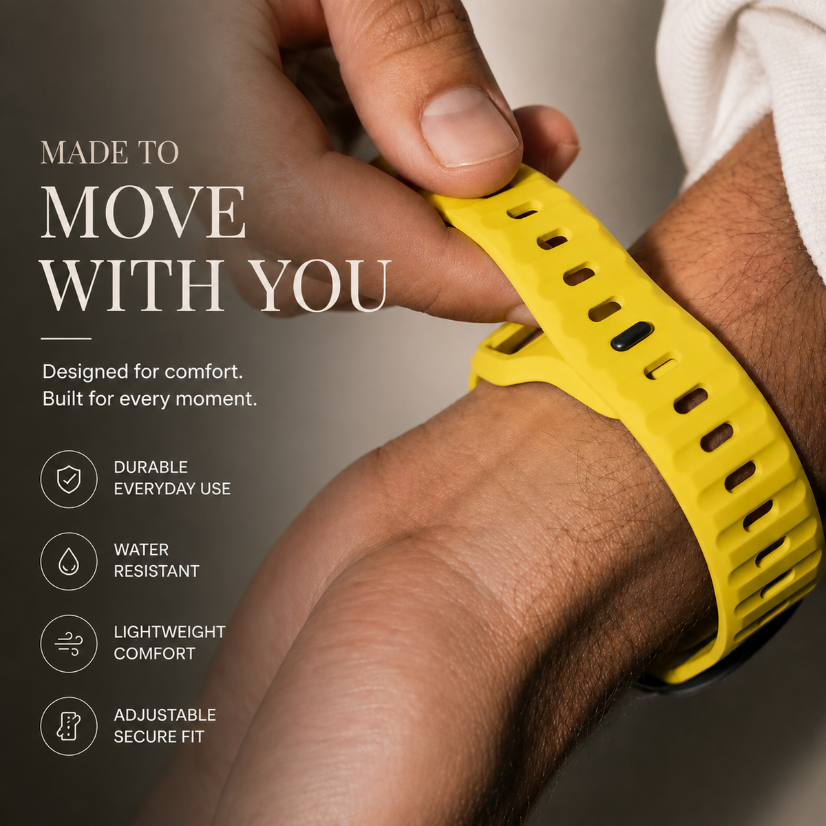 Premium Silicone Sport Watch Band Soft Waterproof Adjustable Replacement Strap Breathable Lightweight Smartwatch Wristband Quick Release Secure Fit