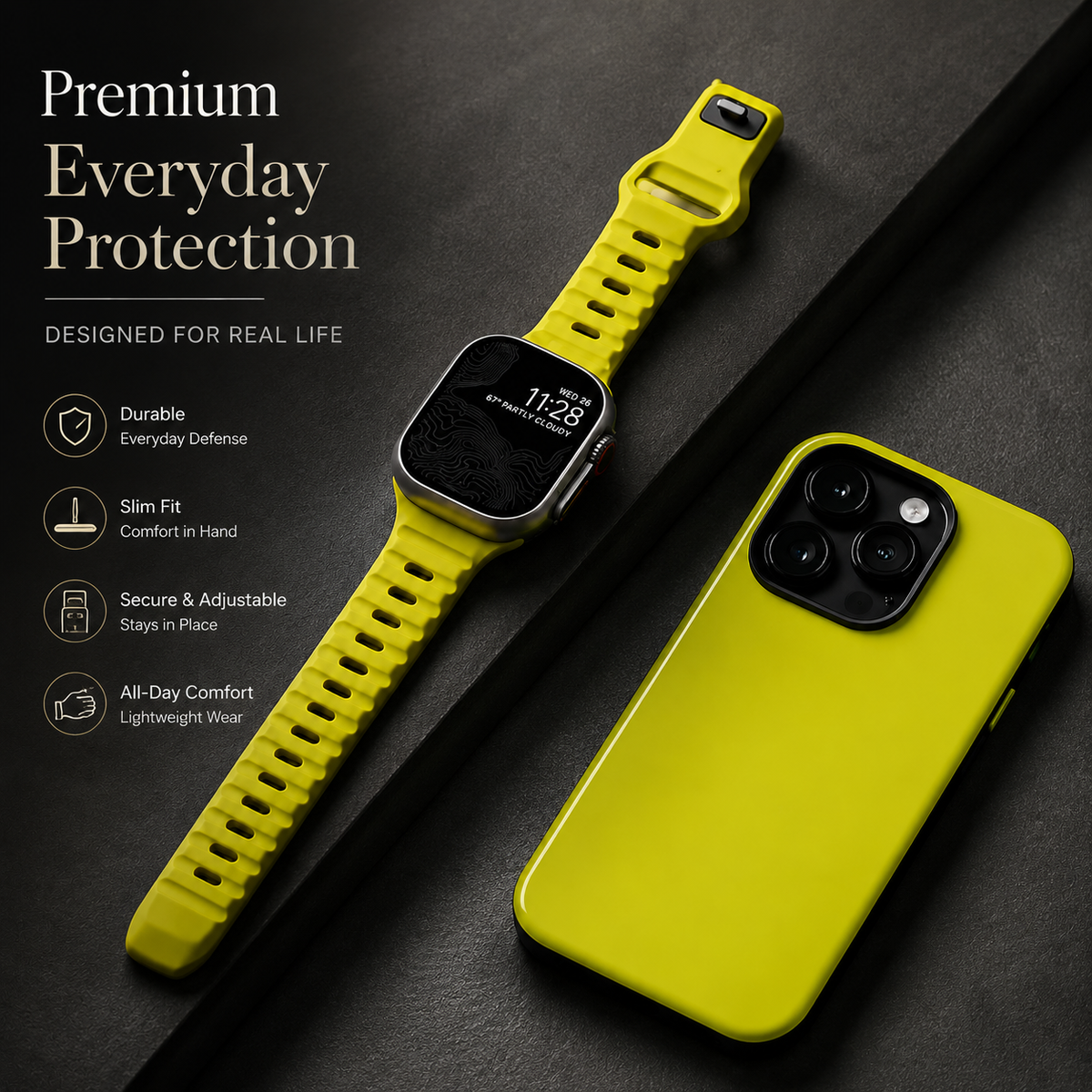 Premium Silicone Sport Watch Band Soft Waterproof Adjustable Replacement Strap Breathable Lightweight Smartwatch Wristband Quick Release Secure Fit