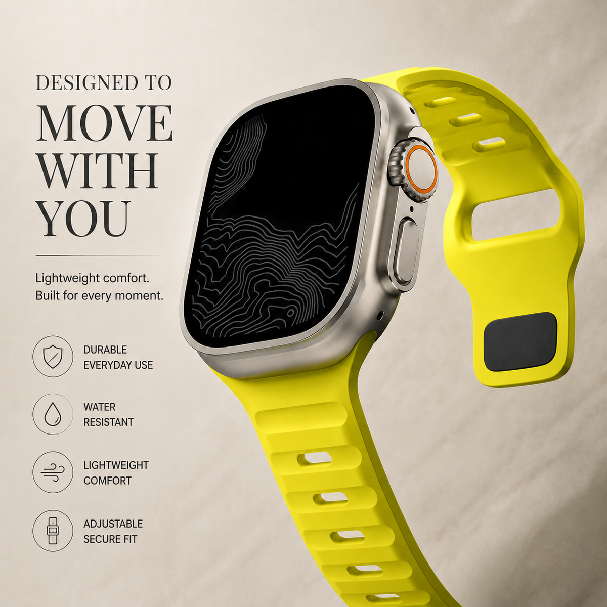 Premium Silicone Sport Watch Band Soft Waterproof Adjustable Replacement Strap Breathable Lightweight Smartwatch Wristband Quick Release Secure Fit