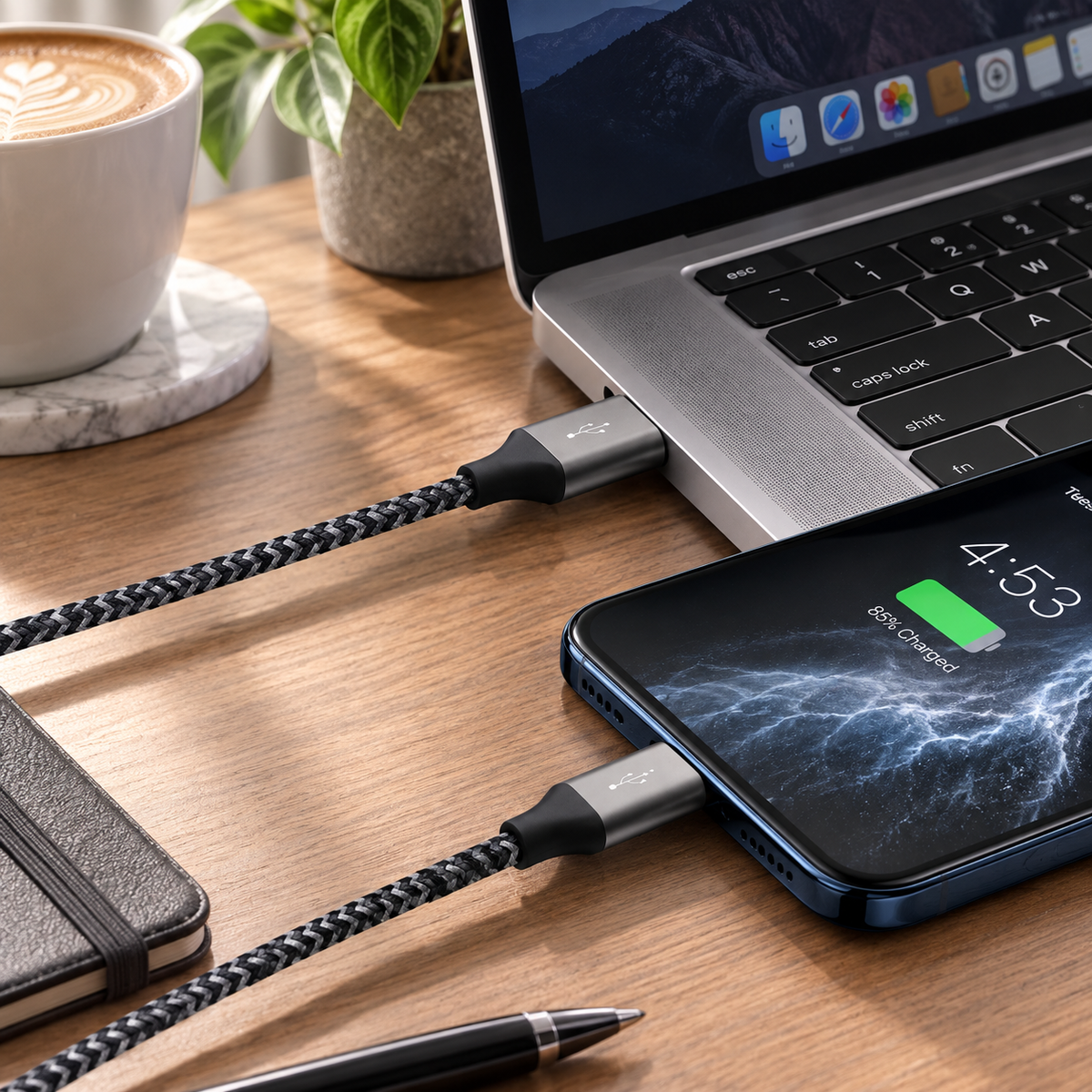 Premium USB-A to Lightning Charging Cable 12W Fast Charging 2.4A MFi Certified Nylon Braided Data Sync Cable Compatible with iPhone