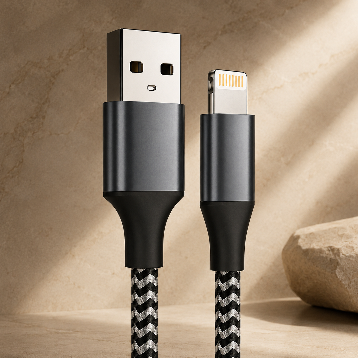 Premium USB-A to Lightning Charging Cable 12W Fast Charging 2.4A MFi Certified Nylon Braided Data Sync Cable Compatible with iPhone