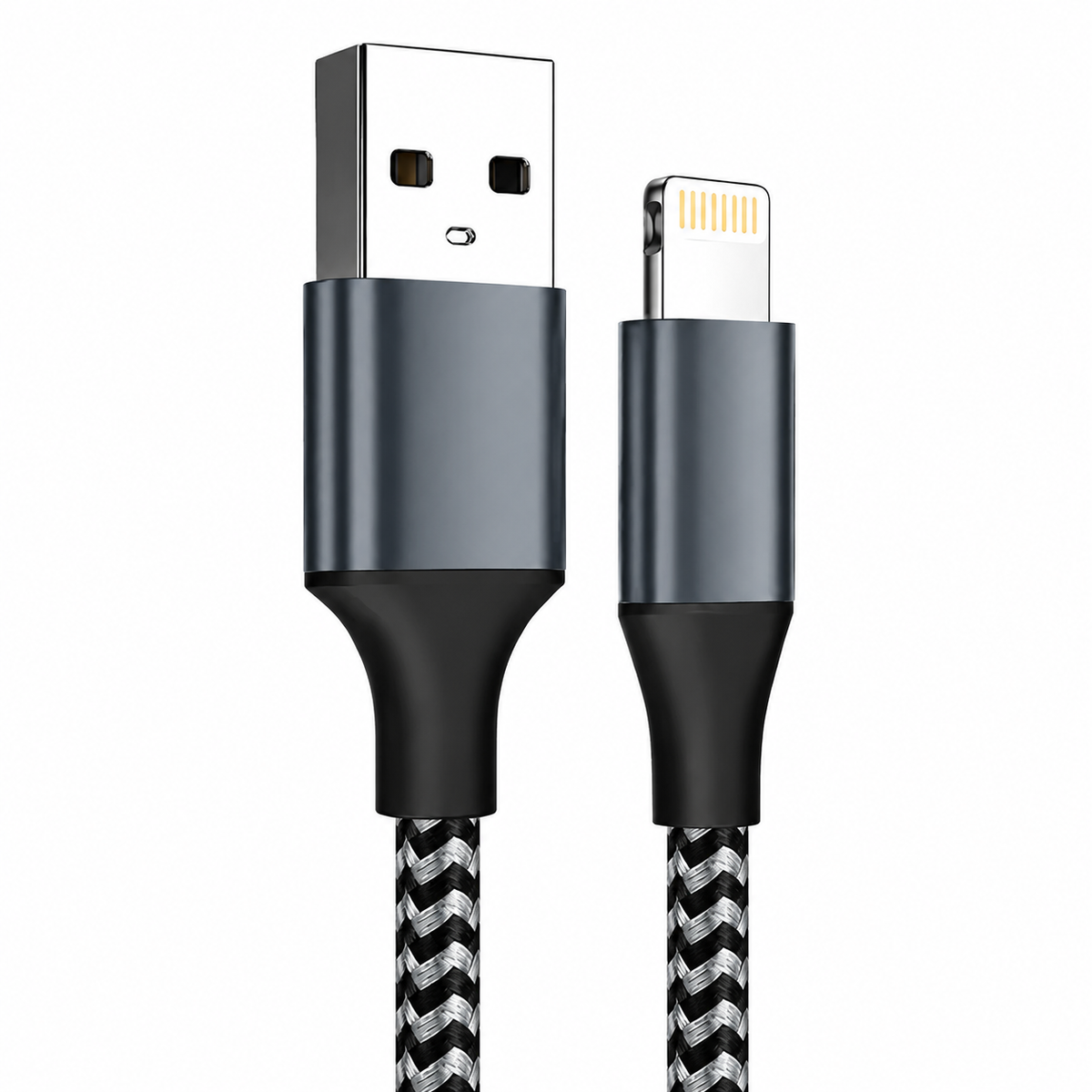 Premium USB-A to Lightning Charging Cable 12W Fast Charging 2.4A MFi Certified Nylon Braided Data Sync Cable Compatible with iPhone