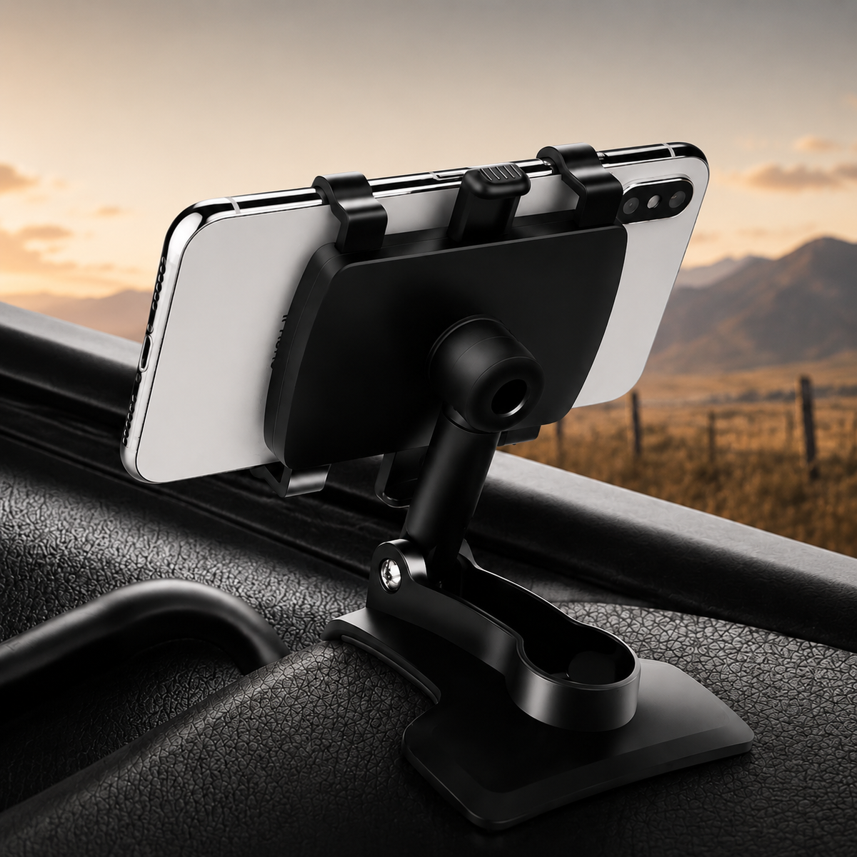 Premium Universal Car Phone Holder Mount 3-in-1 Dashboard Rearview Mirror Sun Visor Stand 360° Rotation Anti Slip Adjustable Hands Free iPhone