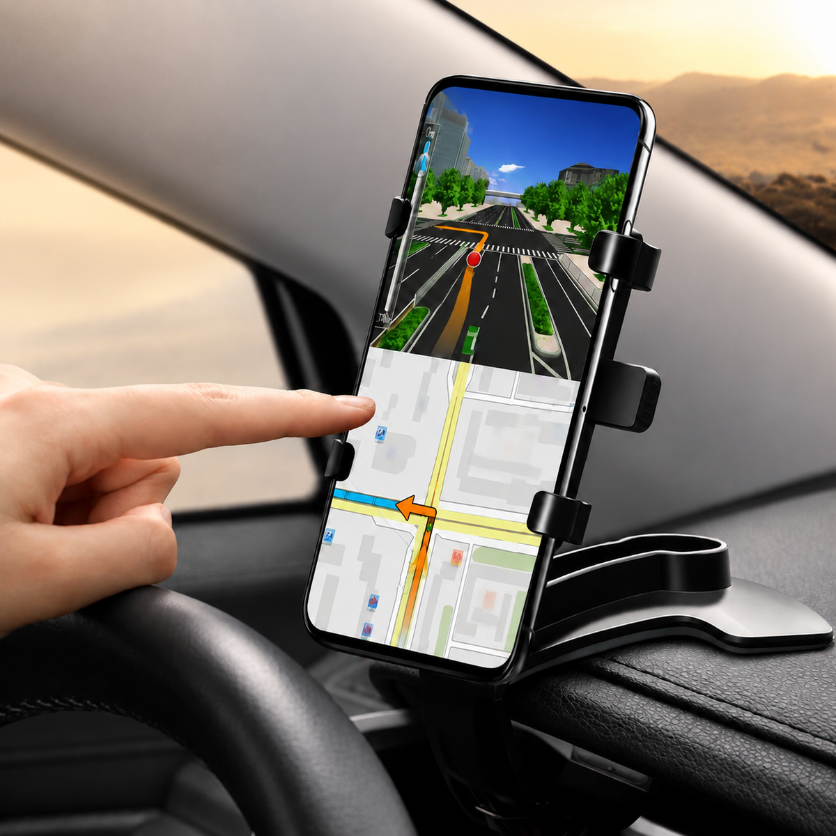 Premium Universal Car Phone Holder Mount 3-in-1 Dashboard Rearview Mirror Sun Visor Stand 360° Rotation Anti Slip Adjustable Hands Free iPhone
