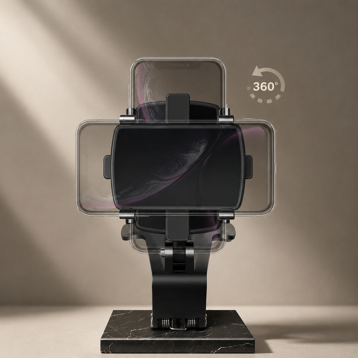 Premium Universal Car Phone Holder Mount 3-in-1 Dashboard Rearview Mirror Sun Visor Stand 360° Rotation Anti Slip Adjustable Hands Free iPhone