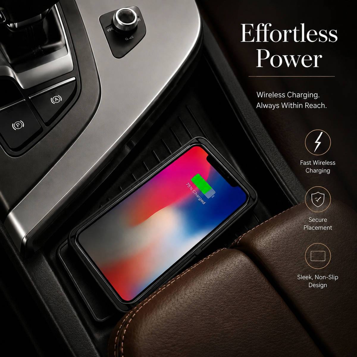 Premium Wireless Car Charger 15W Fast Wireless Charging Dashboard Phone Charging Pad Anti-Slip Silicone Cradle Dock Compatible with iPhone