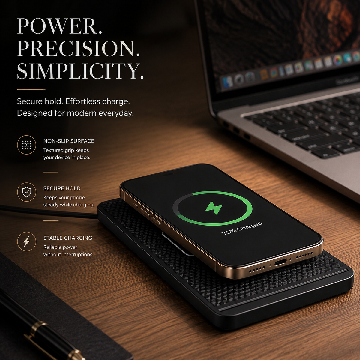 Premium Wireless Car Charger 15W Fast Wireless Charging Dashboard Phone Charging Pad Anti-Slip Silicone Cradle Dock Compatible with iPhone