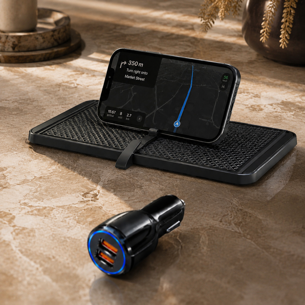 Premium Wireless Car Charger 15W Fast Wireless Charging Dashboard Phone Charging Pad Anti-Slip Silicone Cradle Dock Compatible with iPhone