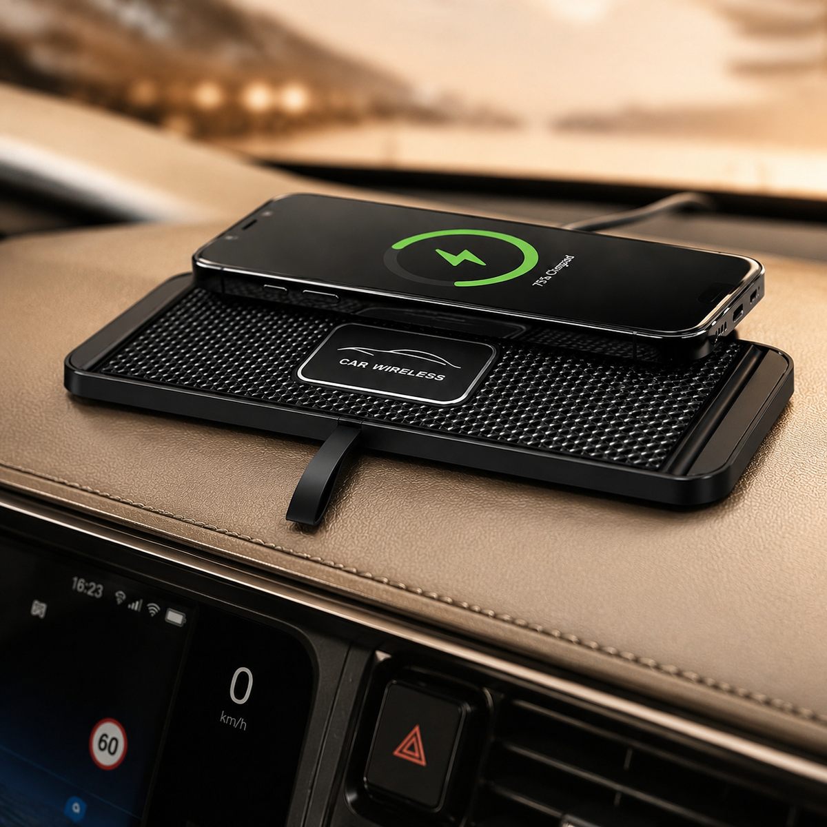 Premium Wireless Car Charger 15W Fast Wireless Charging Dashboard Phone Charging Pad Anti-Slip Silicone Cradle Dock Compatible with iPhone