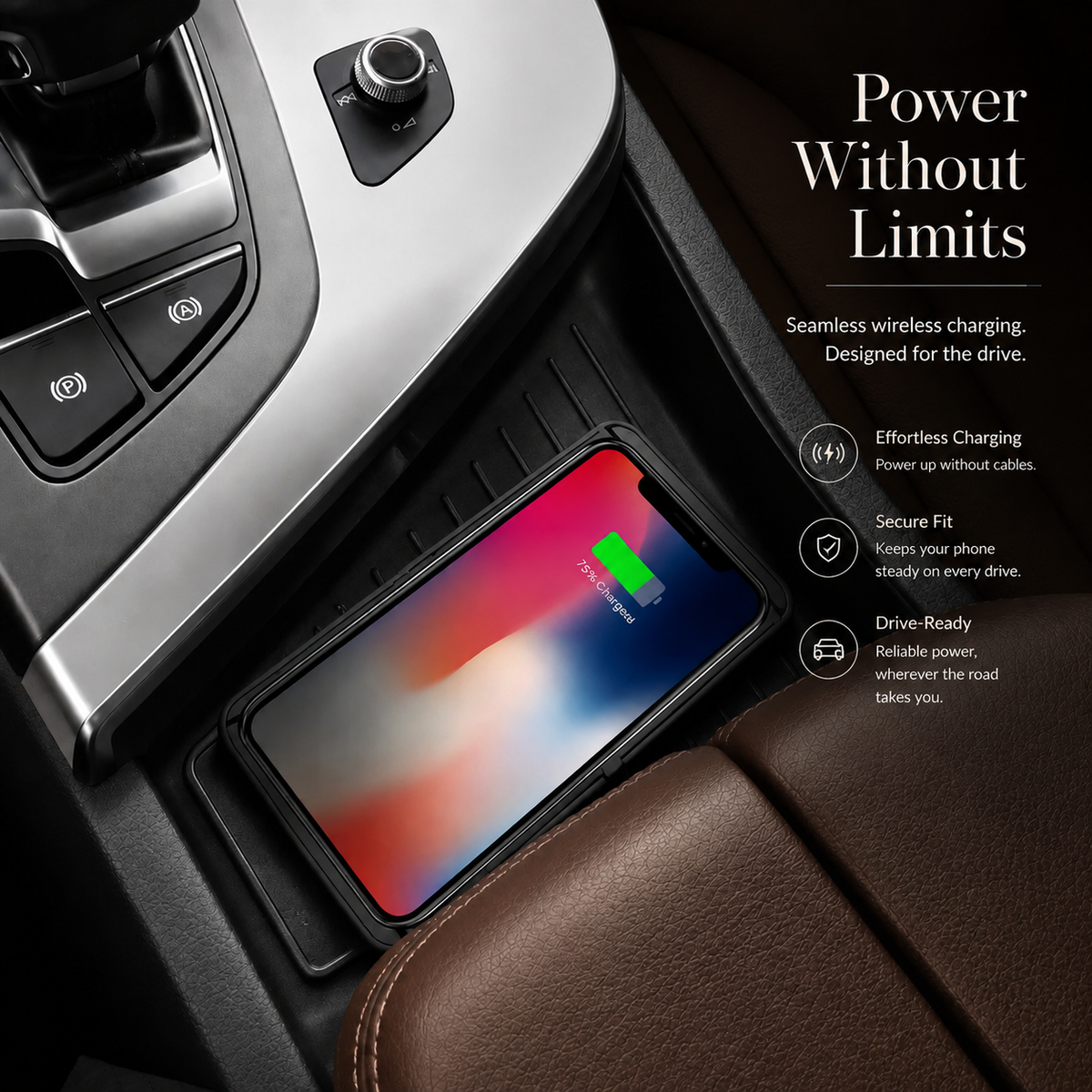 Premium Wireless Car Charger 15W Fast Wireless Charging Dashboard Phone Charging Pad Anti-Slip Silicone Cradle Dock Compatible with iPhone