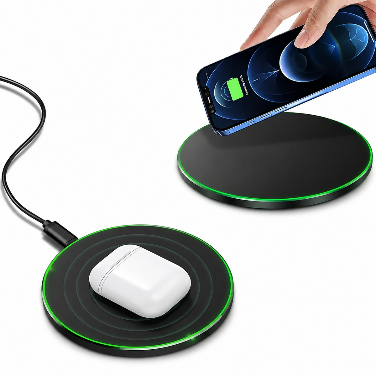 Premium Wireless Charging Pad Qi Wireless Charger USB Type C Fast Charging Slim Induction Charging Dock LED Indicator Anti Slip Safe Charging iPhone