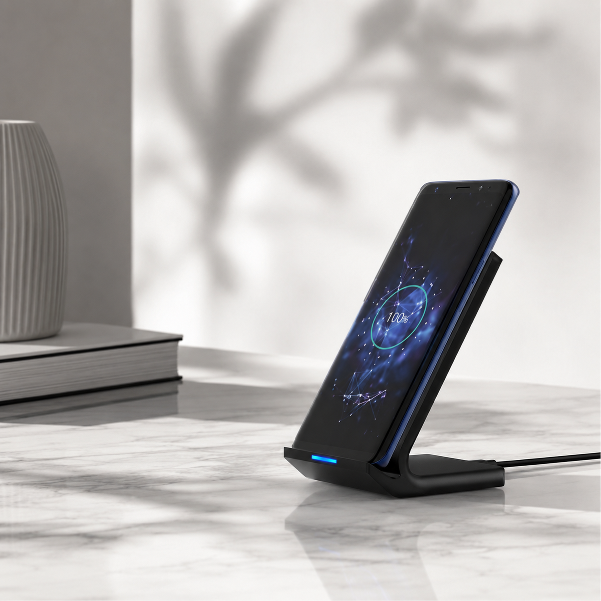 Premium Wireless Charging Stand Qi Wireless Charging Dock Dual Coil USB Type C Fast Charging Anti Slip Charging Vertical, Horizontal iPhone Compatible