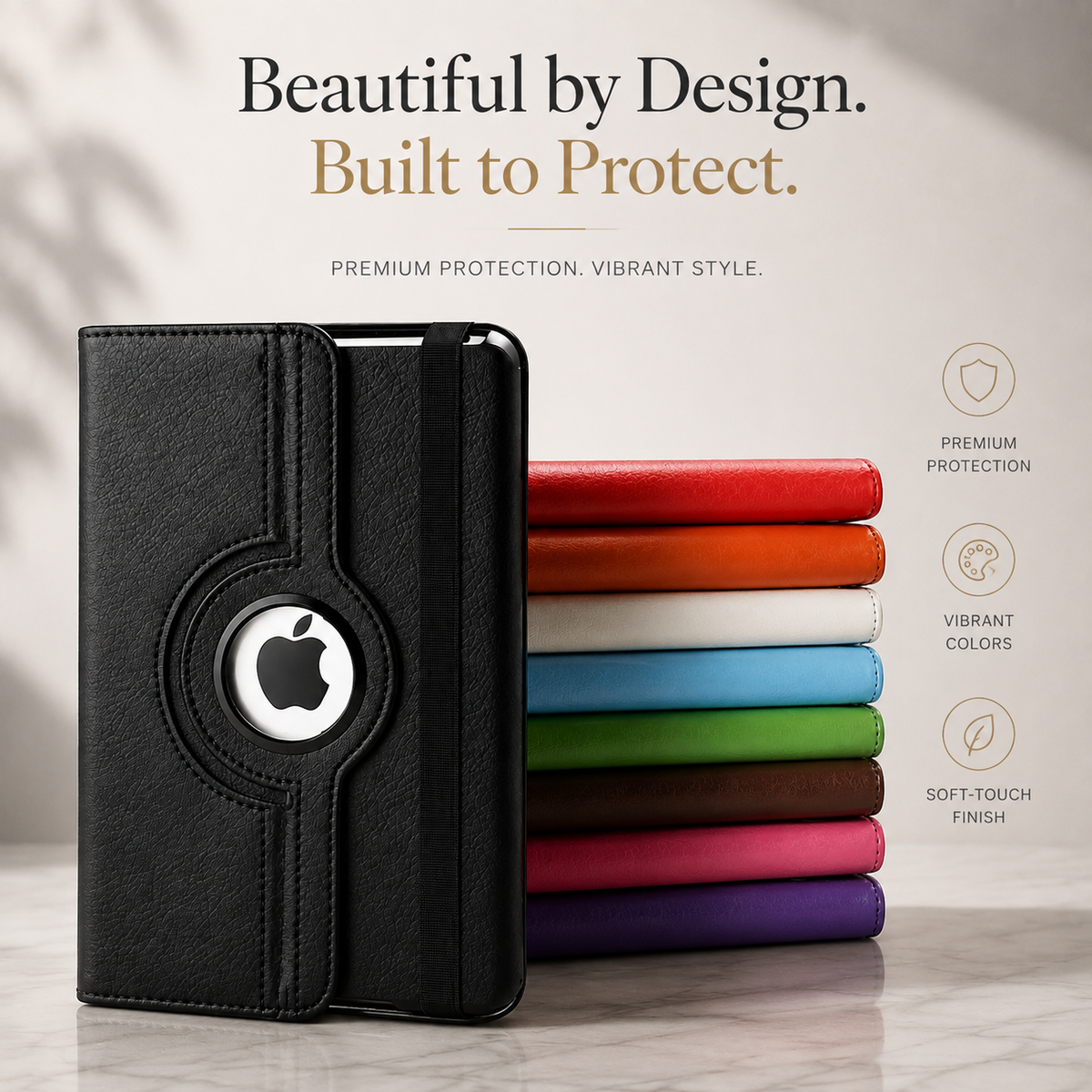 Premium iPad Case 360° Rotating PU Leather Smart Cover Auto Sleep Wake Shockproof Protective Stand Multi Angle Tablet Cases Slim Protective Cover iPad