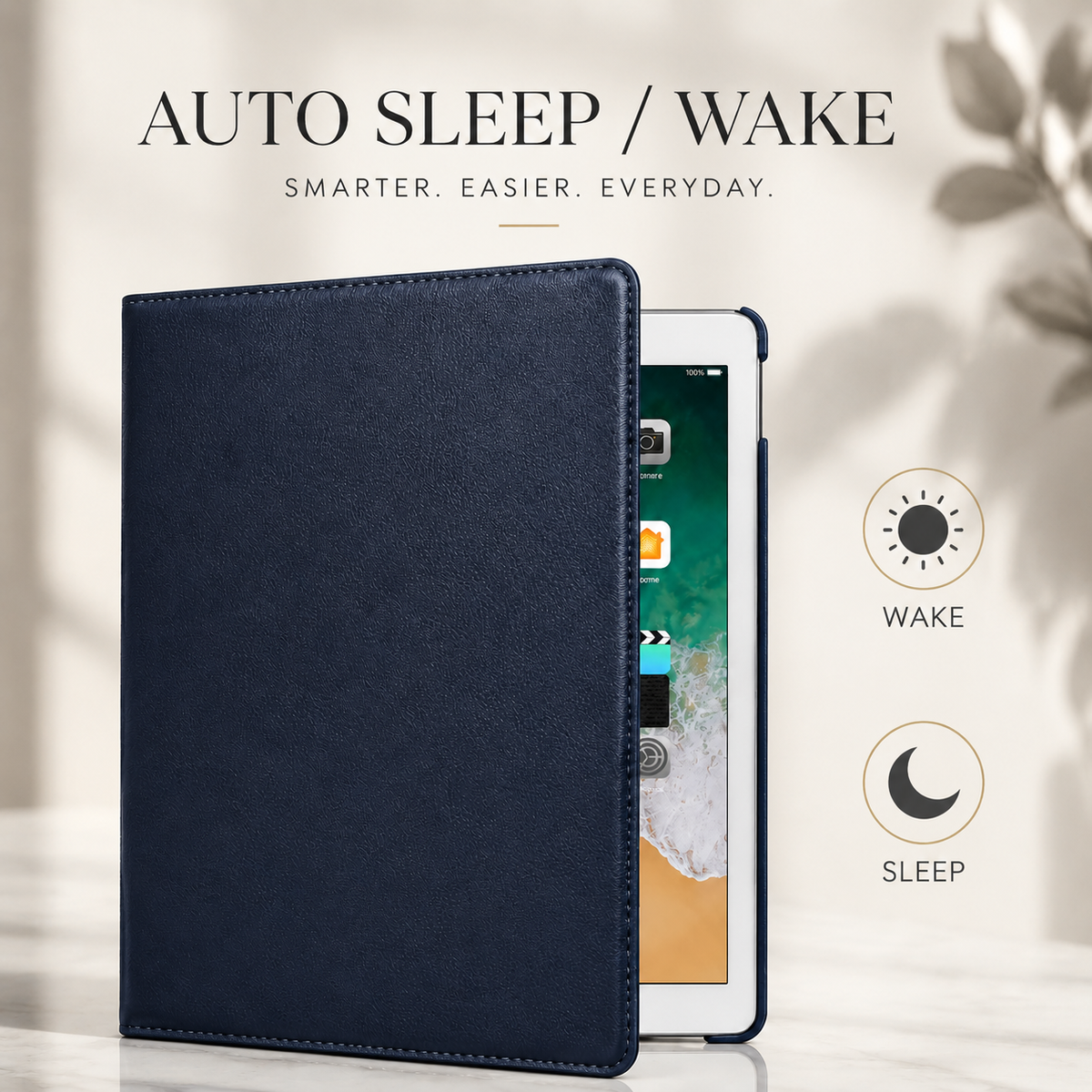 Premium iPad Case 360° Rotating PU Leather Smart Cover Auto Sleep Wake Shockproof Protective Stand Multi Angle Tablet Cases Slim Protective Cover iPad