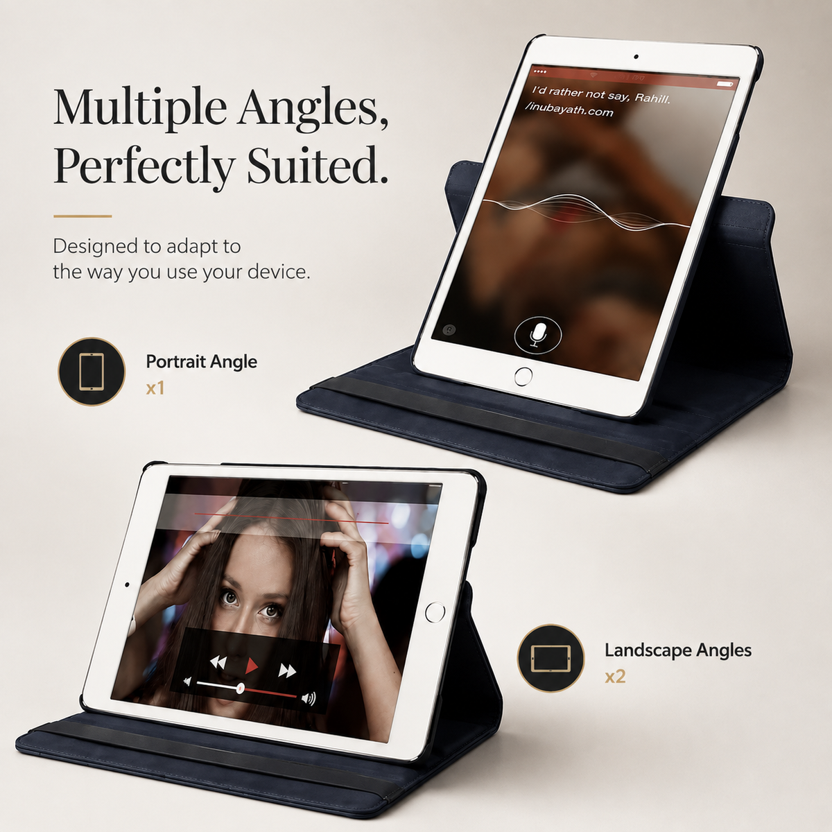 Premium iPad Case 360° Rotating PU Leather Smart Cover Auto Sleep Wake Shockproof Protective Stand Multi Angle Tablet Cases Slim Protective Cover iPad