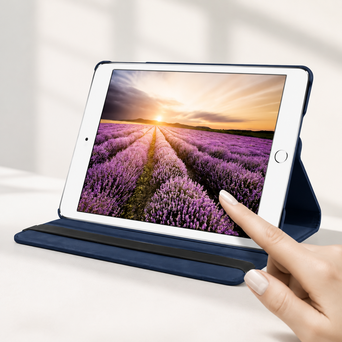 Premium iPad Case 360° Rotating PU Leather Smart Cover Auto Sleep Wake Shockproof Protective Stand Multi Angle Tablet Cases Slim Protective Cover iPad