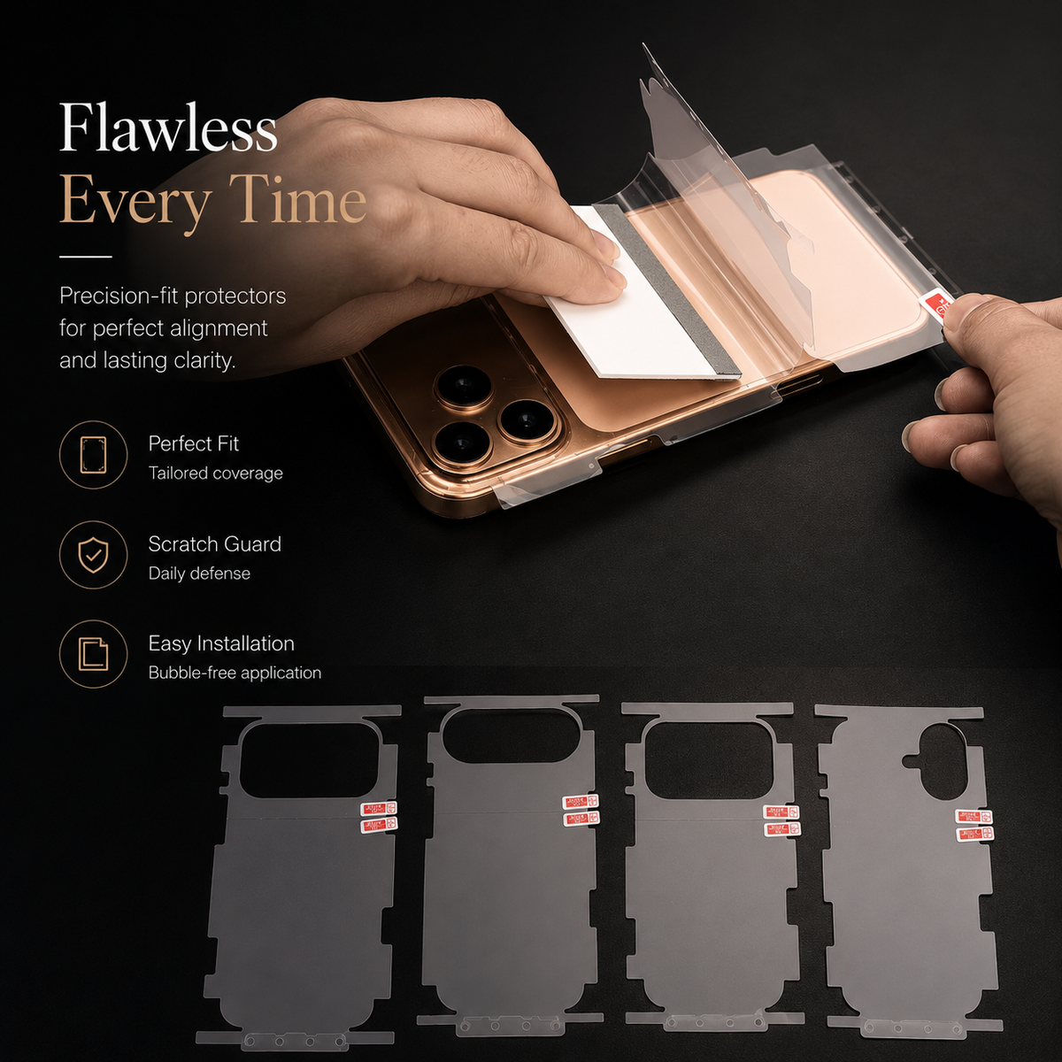 Premium iPhone Back Protector Hydrogel Film Anti Scratch Self Healing Soft TPU Wrap Side Edge High Definition Matte Clear Easy Installation Protective Film
