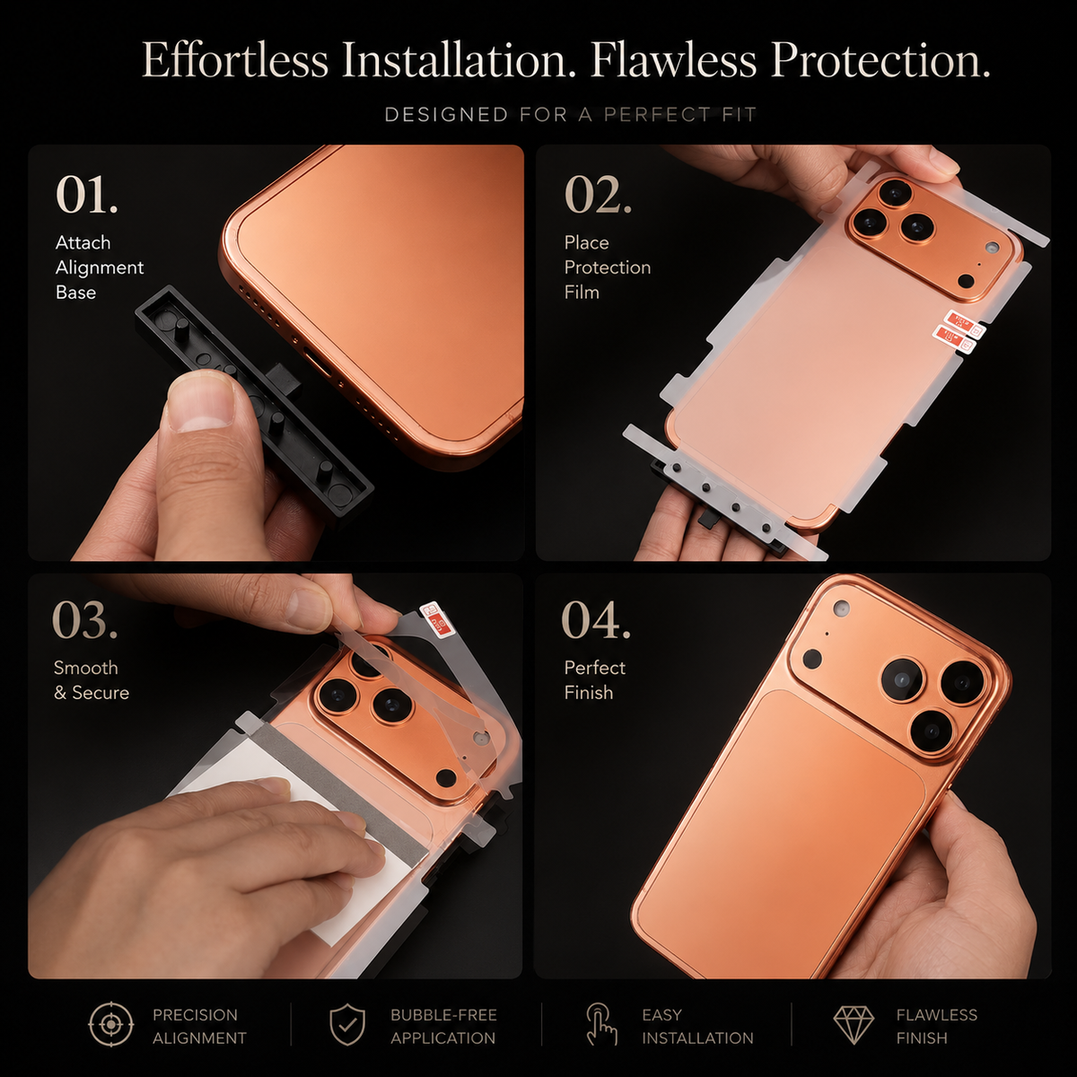 Premium iPhone Back Protector Hydrogel Film Anti Scratch Self Healing Soft TPU Wrap Side Edge High Definition Matte Clear Easy Installation Protective Film