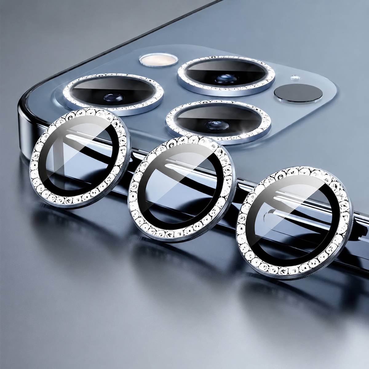 Premium iPhone Camera Lens Protector Tempered Glass Metal Ring Scratch Resistant Shockproof Anti Dust Camera Lens Cover Slim Protective Ring