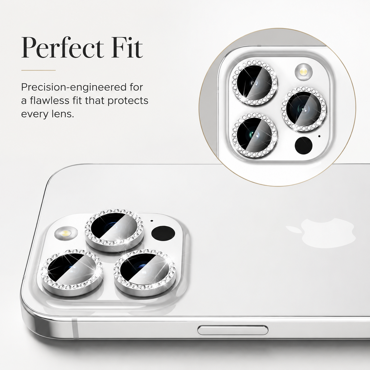 Premium iPhone Camera Lens Protector Tempered Glass Metal Ring Scratch Resistant Shockproof Anti Dust Camera Lens Cover Slim Protective Ring
