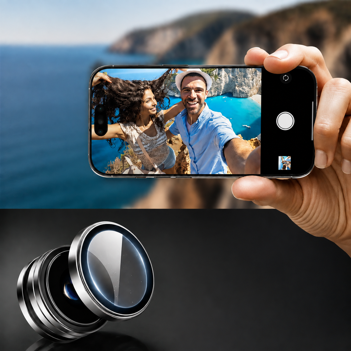 Premium iPhone Camera Lens Protector Tempered Glass Metal Ring Scratch Resistant Shockproof Anti Dust Camera Lens Cover Slim Protective Ring