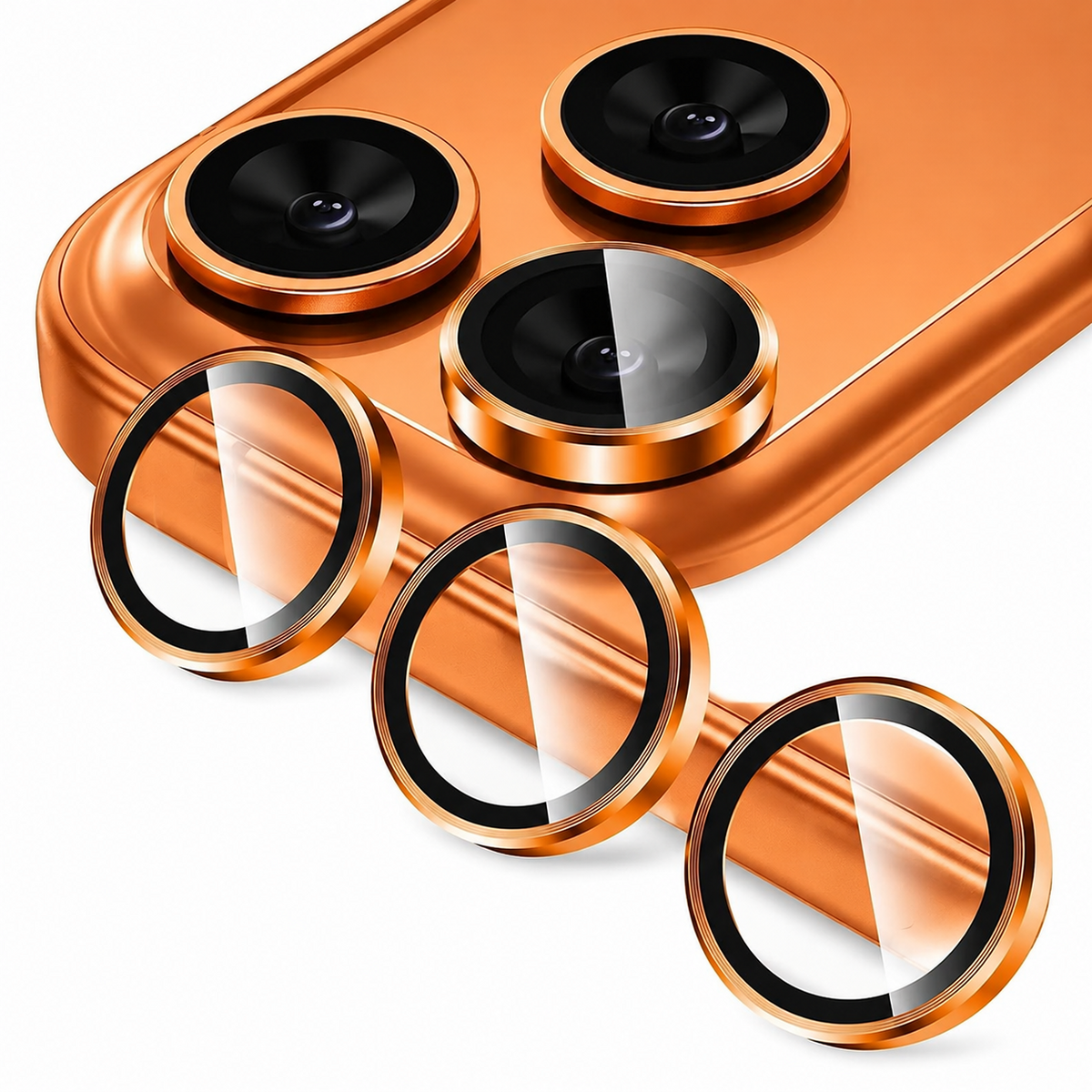 Premium iPhone Camera Lens Protector Tempered Glass Metal Ring Scratch Resistant Shockproof Anti Dust Camera Lens Cover Slim Protective Ring