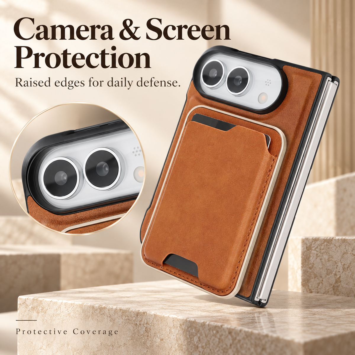 Premium iPhone Case 2 in 1 Detachable Card Holder Magnetic Leather MagSafe Foldable Cover Shockproof Comfortable Grip Slim Durable Protective Phone Cover Case
