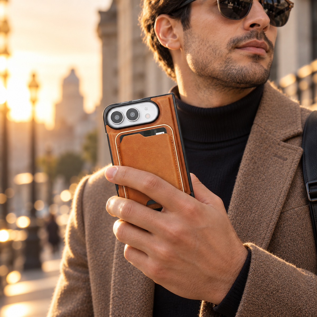 Premium iPhone Case 2 in 1 Detachable Card Holder Magnetic Leather MagSafe Foldable Cover Shockproof Comfortable Grip Slim Durable Protective Phone Cover Case