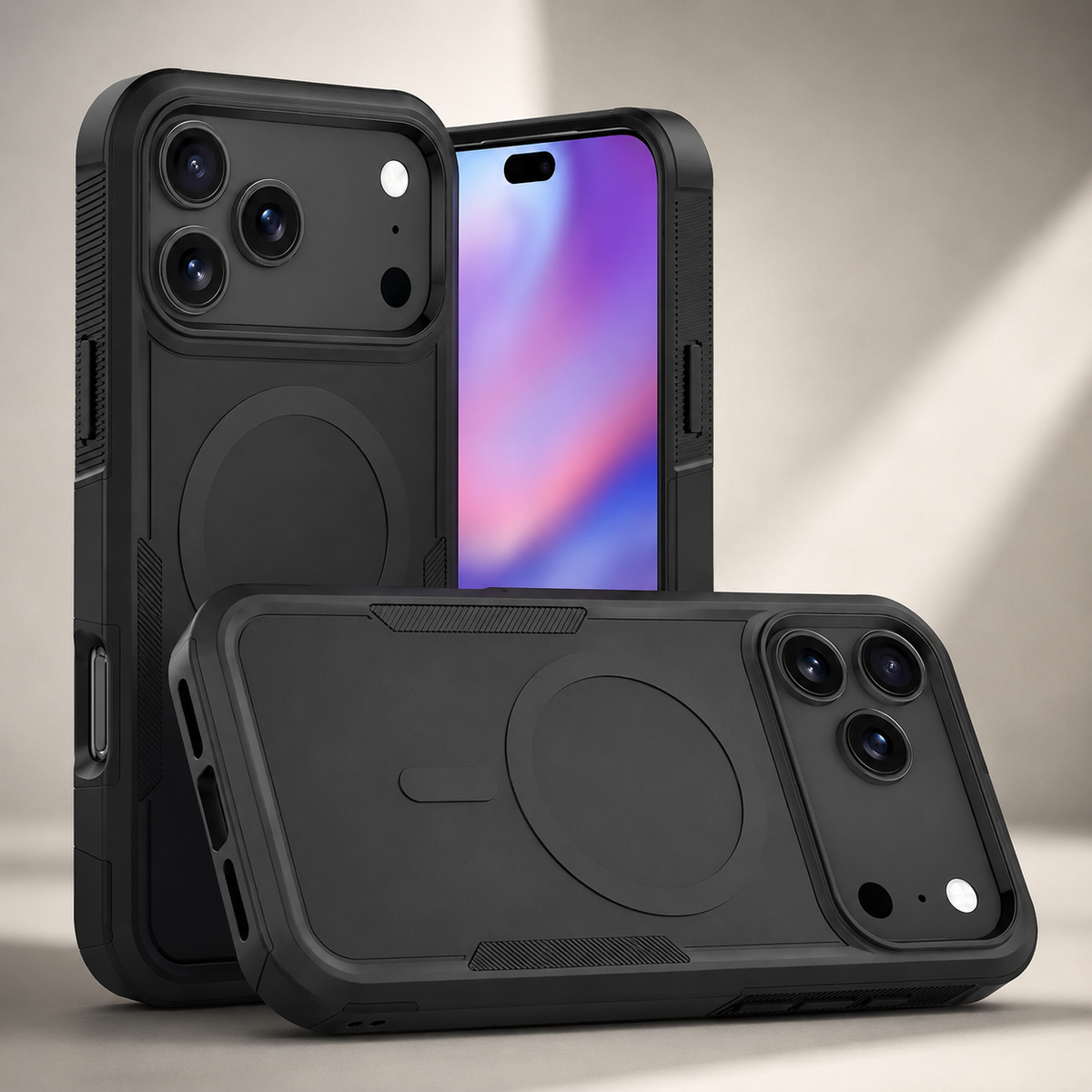 Premium iPhone Case 2-in-1 Heavy Armor Magnetic Charging Cover with Shockproof PC+TPU Matte Anti-Fingerprint Protective Design for Everyday Use Design