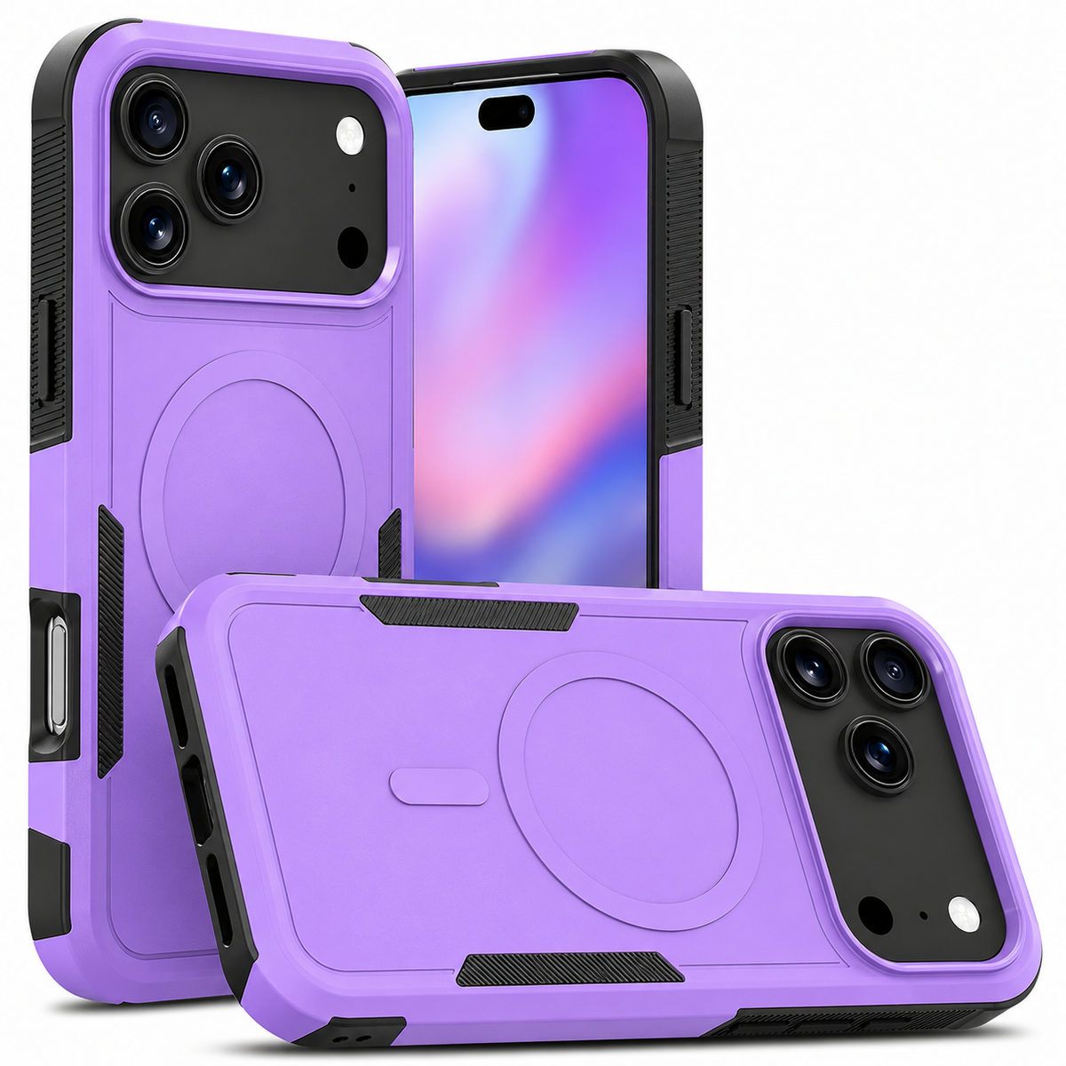 Premium iPhone Case 2-in-1 Heavy Armor Magnetic Charging Cover with Shockproof PC+TPU Matte Anti-Fingerprint Protective Design for Everyday Use Design