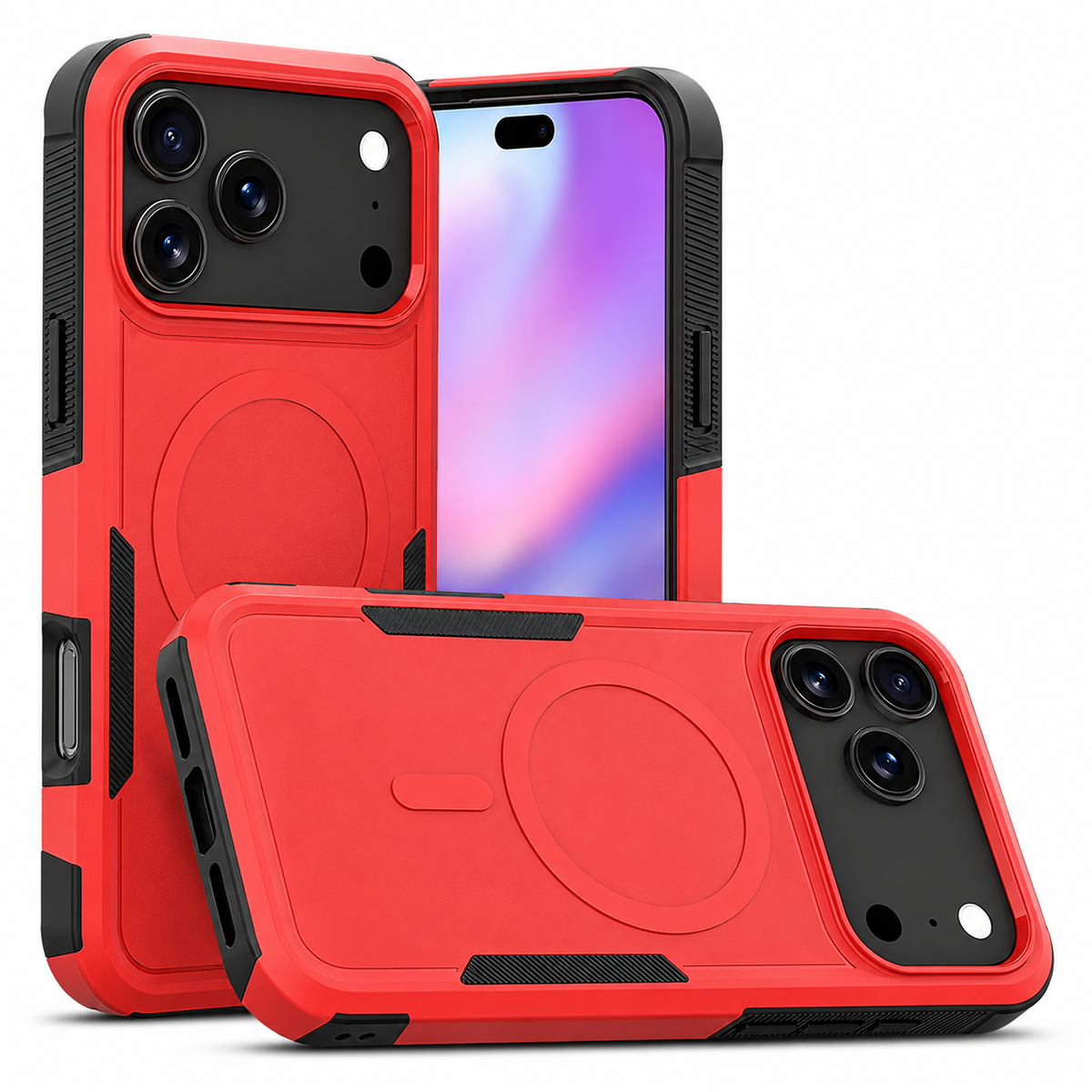 Premium iPhone Case 2-in-1 Heavy Armor Magnetic Charging Cover with Shockproof PC+TPU Matte Anti-Fingerprint Protective Design for Everyday Use Design