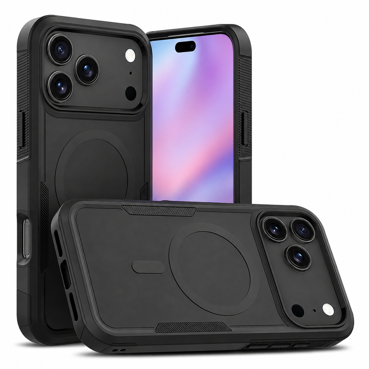 Premium iPhone Case 2-in-1 Heavy Armor Magnetic Charging Cover with Shockproof PC+TPU Matte Anti-Fingerprint Protective Design for Everyday Use Design